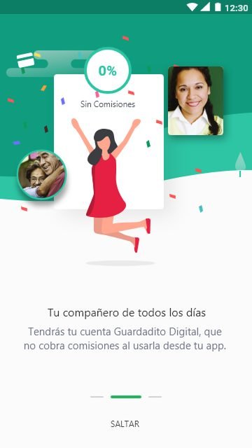 Pantalla de onboarding del nuevo diseño — Guardadito Digital