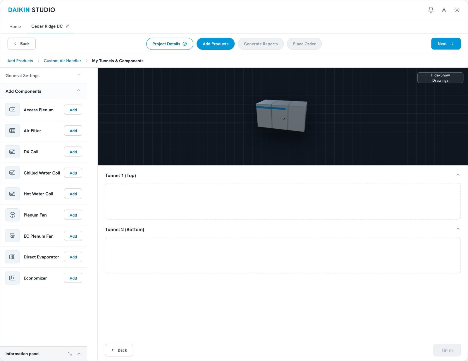 Adding components to an empty unit