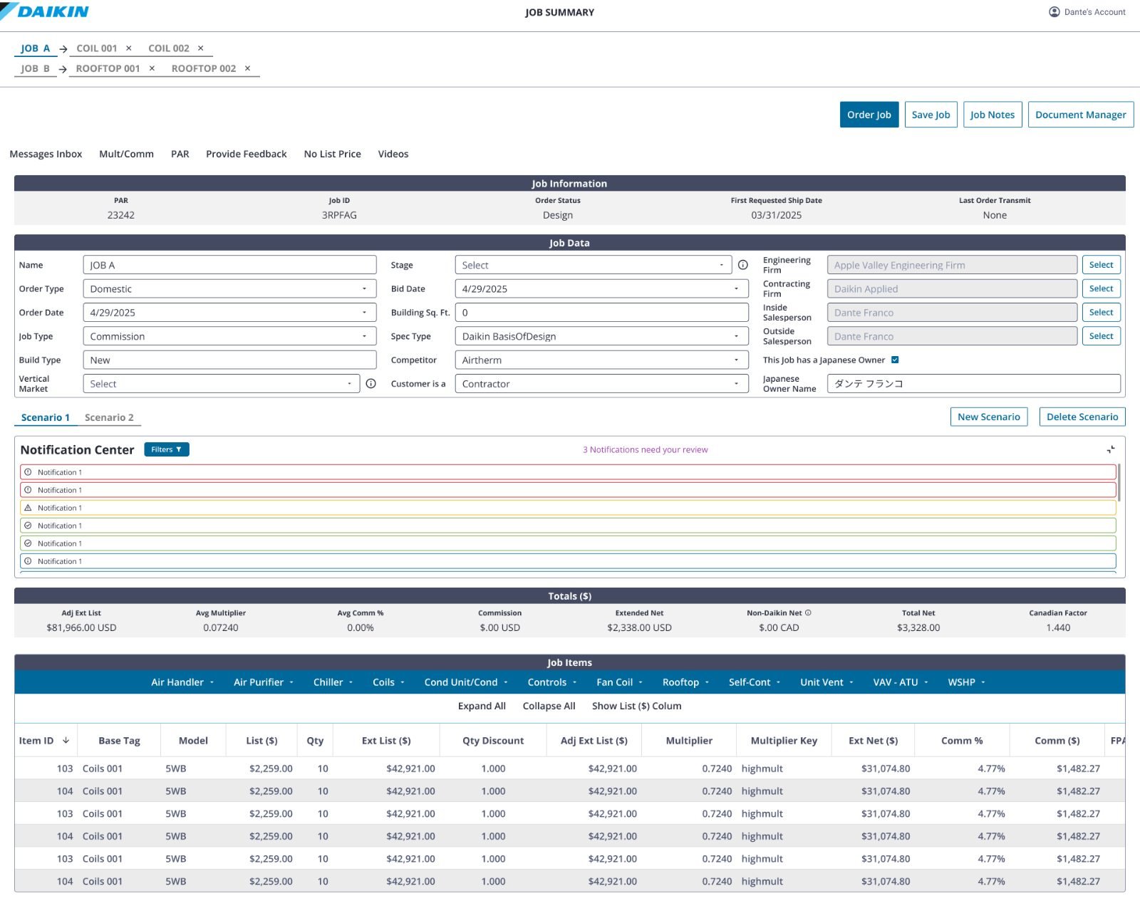 Daikin Studio — redesigned Job Summary